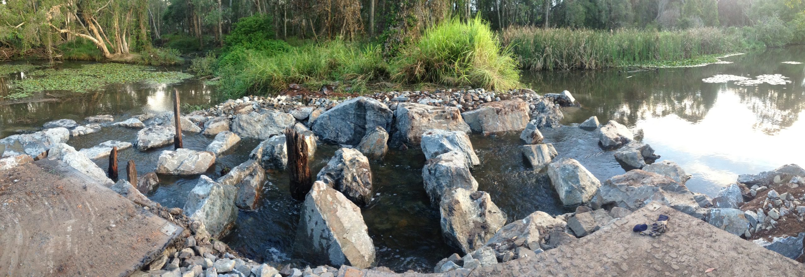 Rock ramp fishway Hilliards Creek.