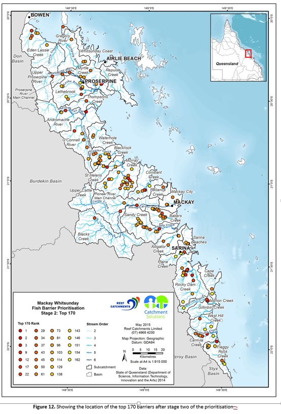 Map of fish barriers.