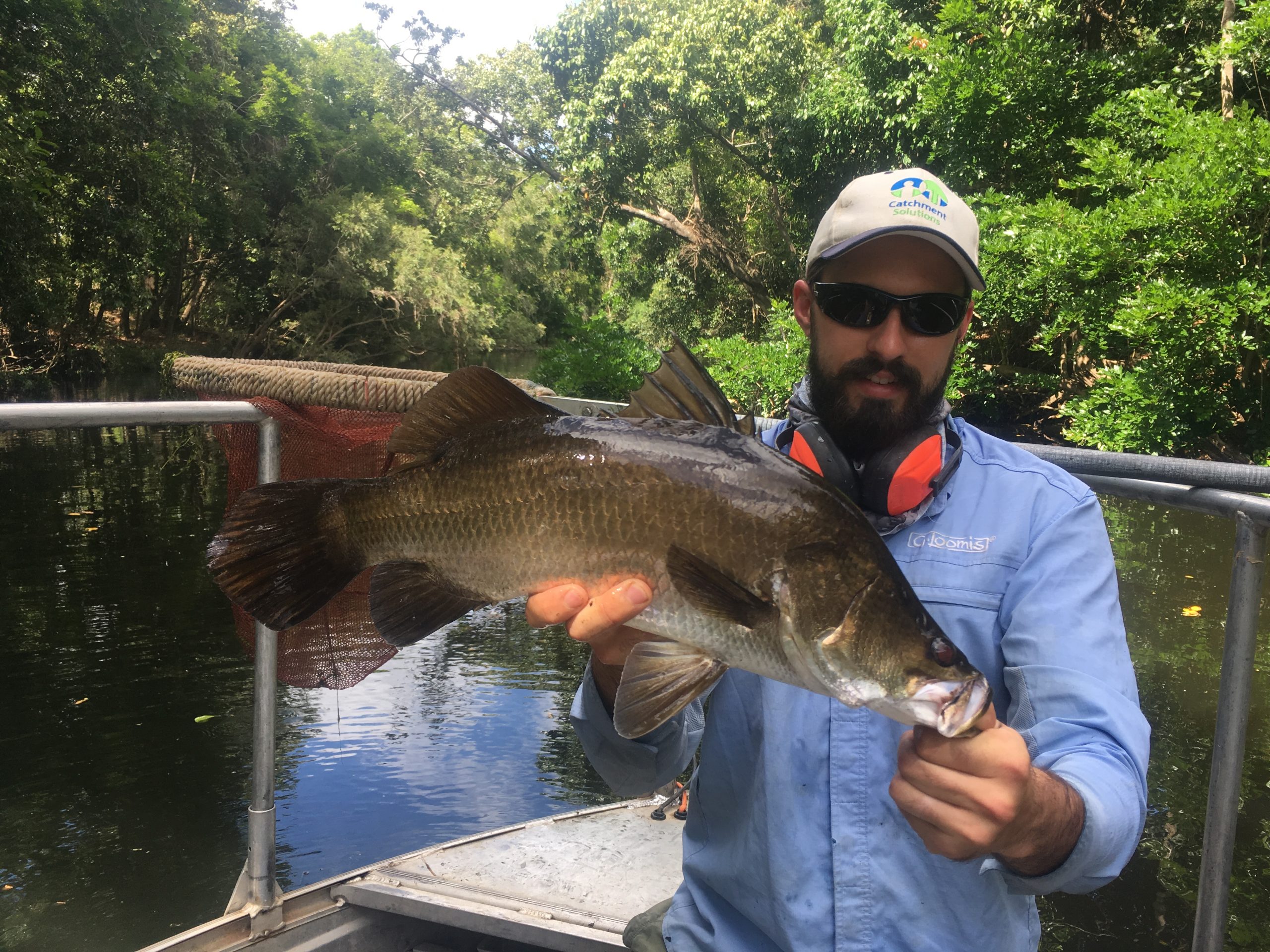 Man holding barramundi.