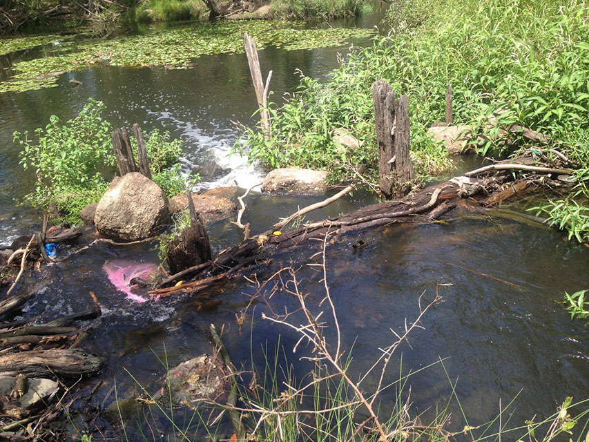 CS Environmental Hilliards Creek Weir Barrier down