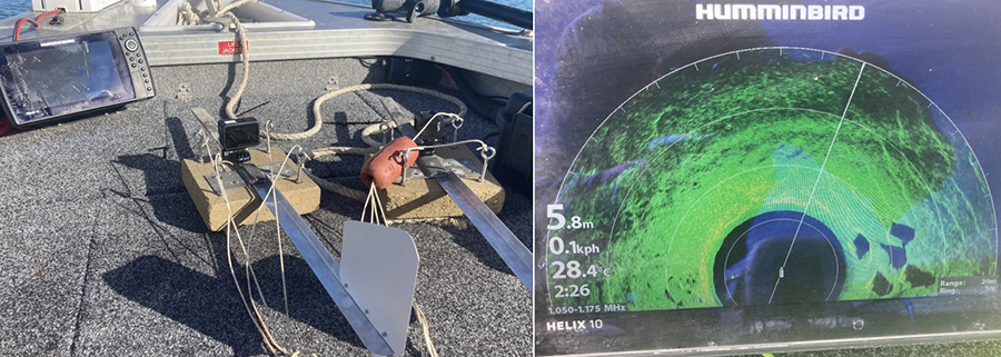 Baited & unbaited remote underwater video stations (BRUVS) & sidescan sounder monitor artificial reefs in Pioneer River estuary, Queensland, Australia