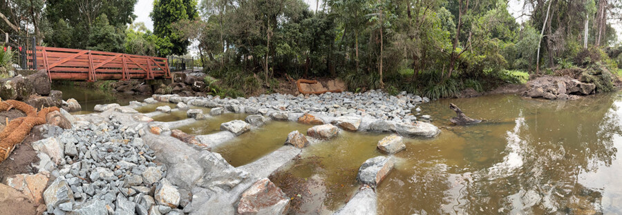 Innovative nursery step rock fishladder designed and constructed by CS Environmental, including fishway monitoring. 